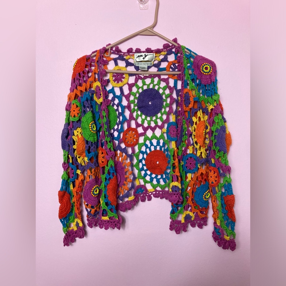 Hand Knitted Multicolored Sweater One Size